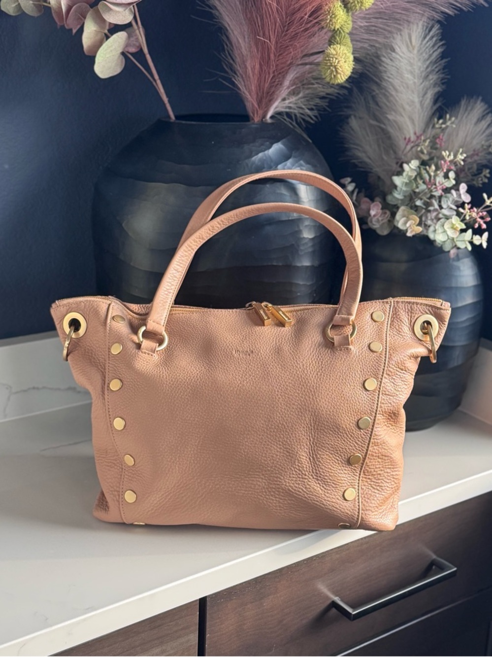Hammitt Large Daniel Satchel Barley Tan with Brushed Gold